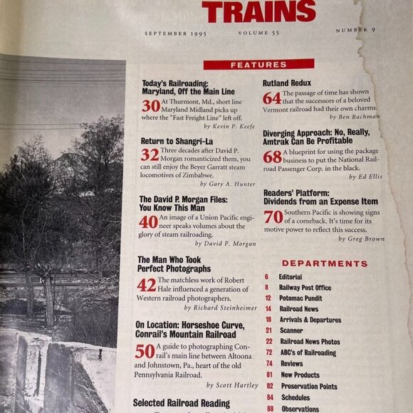Trains Magazine Railroading Enthusiast September 1995 Vol 55 No 9 u Horseshoe C - Picture 5 of 9